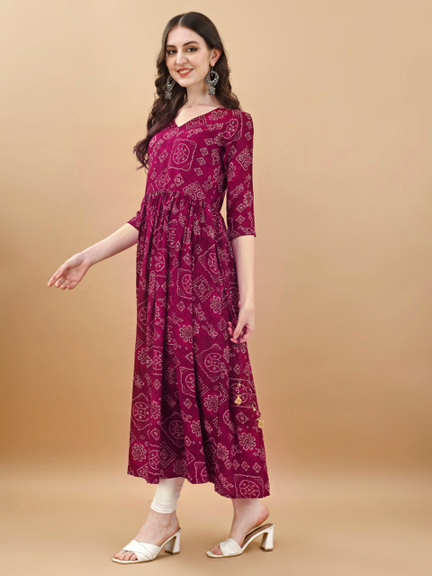 TextileNow Women Paisley Embroidered Extended Sleeves Mirror Work Anarkali Kurta - Image 3