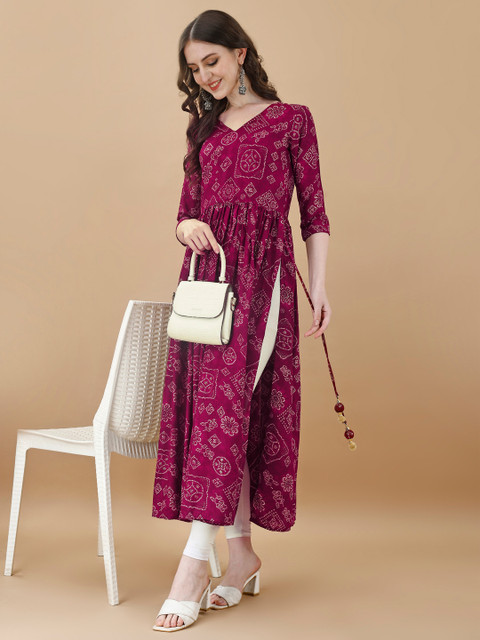 TextileNow Women Paisley Embroidered Extended Sleeves Mirror Work Anarkali Kurta - Image 5