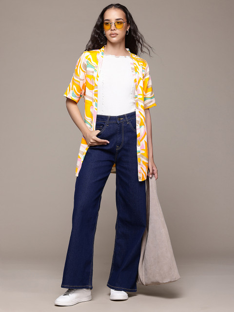 Roadster Abstract Printed Open Front Shrug