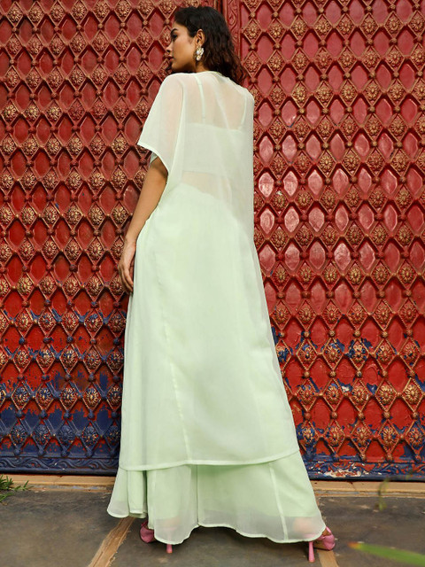 QISSA Embroidered Top With Palazzo & Shrug - Image 5