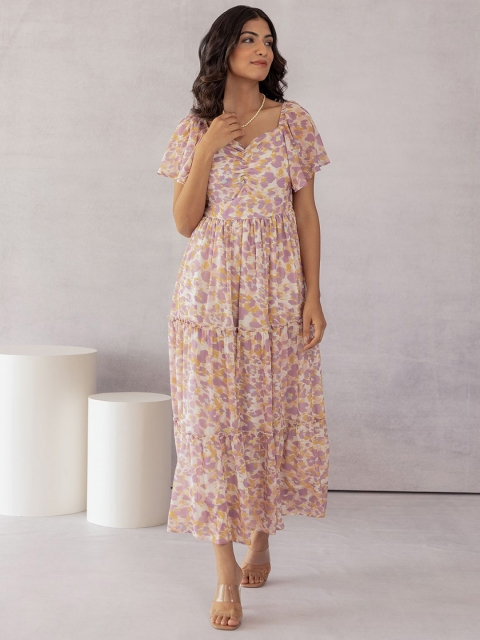 Polago Clothing Floral Print Chiffon A-Line Maxi Dress - Image 4