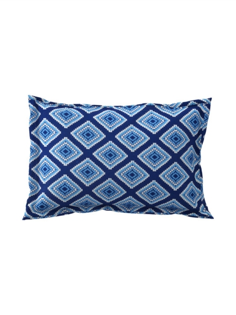 Salona Bichona Blue & White Floral Pure Cotton 120 TC King Bedsheet with 2 Pillow Covers - Image 7