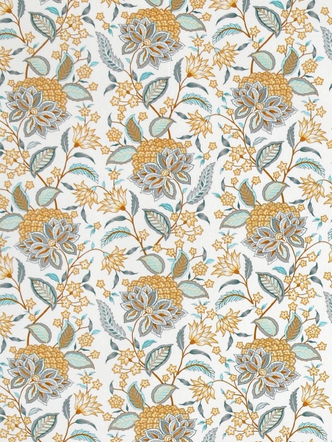 Salona Bichona Mustard & White Floral 120 TC King Bedsheet with 2 Pillow Covers - Image 3