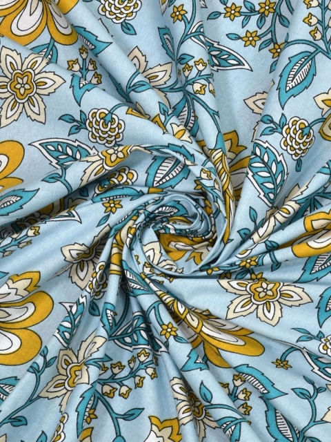 Salona Bichona Mustard & White Floral 120 TC King Bedsheet with 2 Pillow Covers - Image 5
