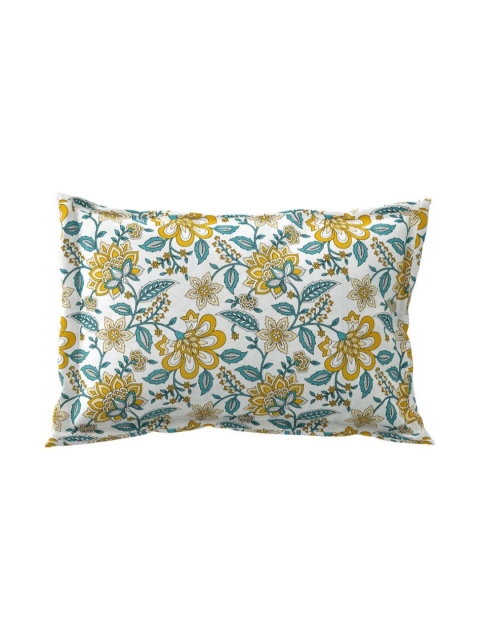 Salona Bichona Mustard & White Floral 120 TC King Bedsheet with 2 Pillow Covers - Image 7