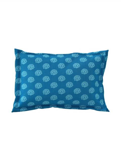 Salona Bichona Blue & White Floral Pure Cotton 120 TC King Bedsheet with 2 Pillow Covers - Image 3