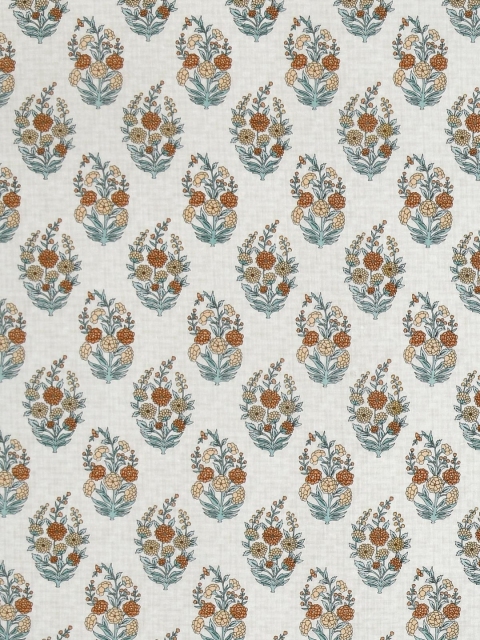Salona Bichona White & Blue Floral Pure Cotton 120 TC King Bedsheet with 2 Pillow Covers - Image 3