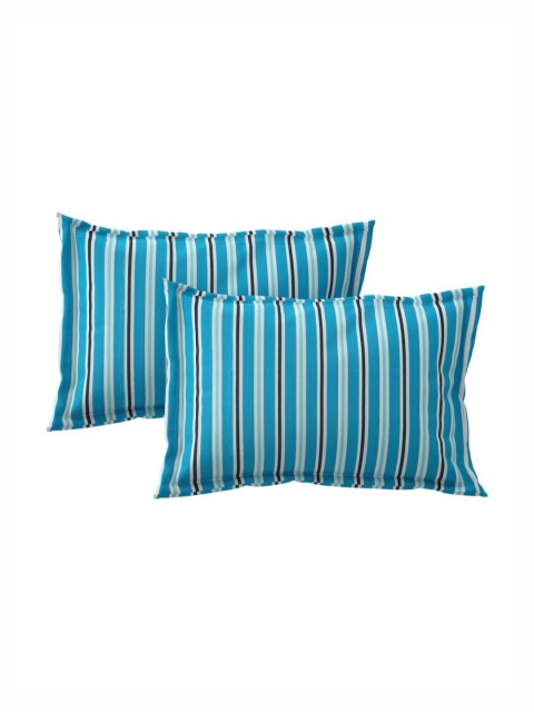 Salona Bichona Turquoise Blue & White Floral 120 TC King Bedsheet with 2 Pillow Covers - Image 6