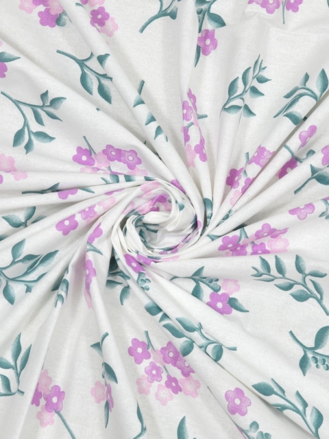 Salona Bichona Purple & Green Floral 120 TC King Bedsheet with 2 Pillow Covers - Image 5