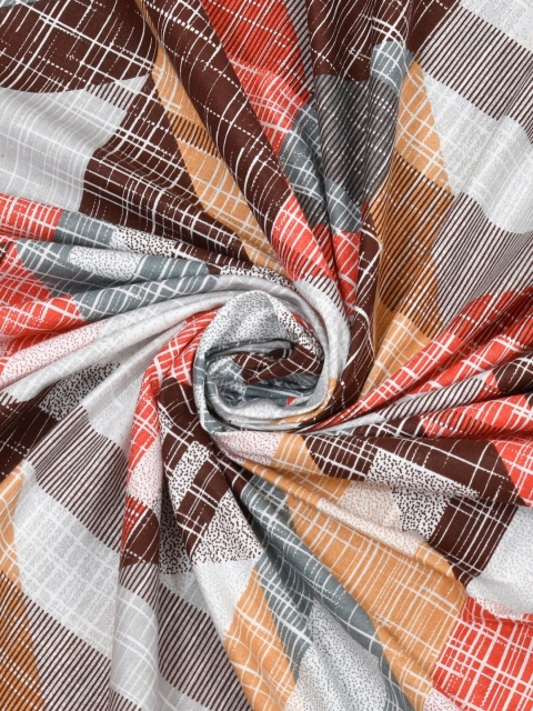Salona Bichona Coral & White Striped 120 TC King Bedsheet with 2 Pillow Covers - Image 5