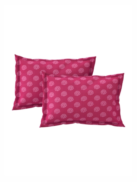 Salona Bichona Pink & White Floral Pure Cotton 120 TC King Bedsheet with 2 Pillow Covers - Image 6