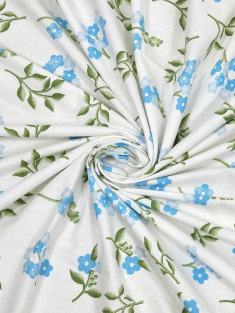 Salona Bichona Green & White Floral Pure Cotton 120 TC King Bedsheet with 2 Pillow Covers - Image 5