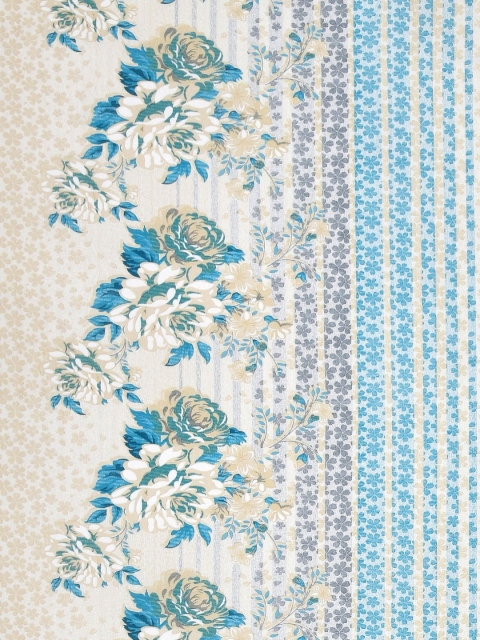 Salona Bichona Turquoise Blue & White Floral 120 TC King Bedsheet with 2 Pillow Covers - Image 3