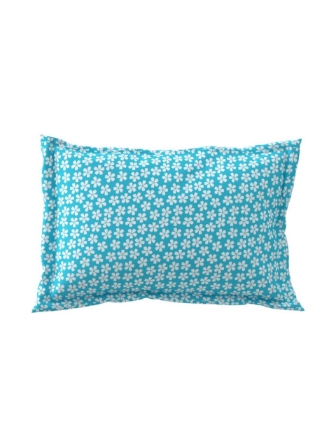 Salona Bichona Turquoise Blue & White Floral 120 TC King Bedsheet with 2 Pillow Covers - Image 7