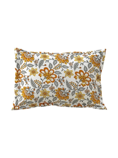 Salona Bichona Mustard & White Floral 120 TC King Bedsheet with 2 Pillow Covers - Image 7