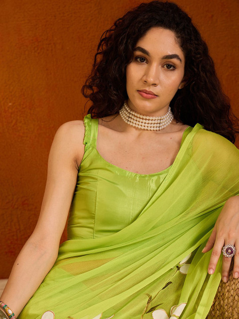 Saree mall Floral Poly Chiffon Gadwal Sarees - Image 5