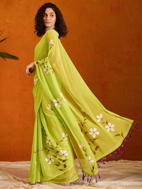 Saree mall Floral Poly Chiffon Gadwal Sarees - Image 2