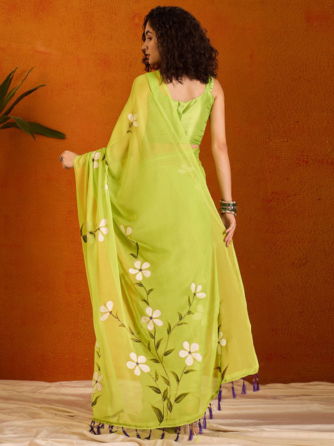 Saree mall Floral Poly Chiffon Gadwal Sarees - Image 3