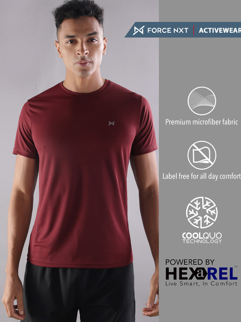 Force NXT Men Microfiber Anti Viral Anti Odour Cool Round Neck Pack Of 2 Sports Printed T-Shirt - Image 6