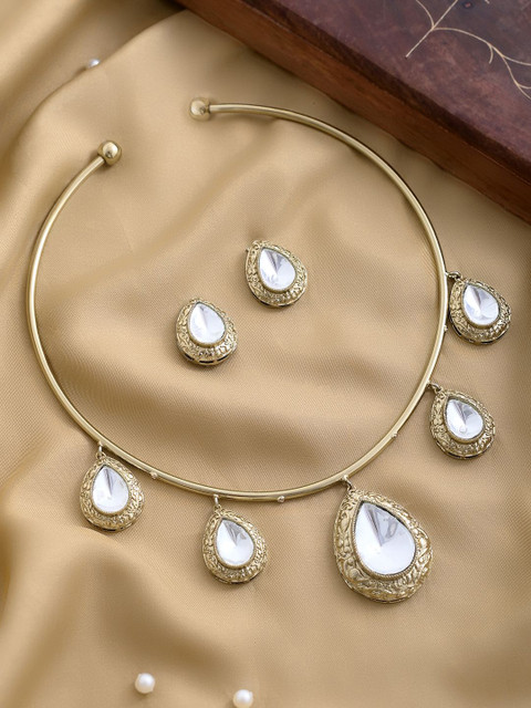 Voylla Gold-Plated Kundan Stone-Studded Jewellery Set