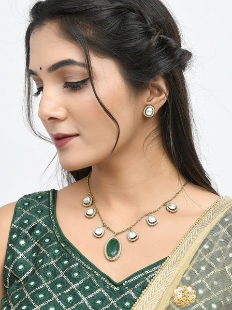 Voylla Gold Plated Kundan Stone Studded Jewellery Set - Image 7