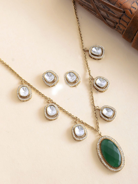 Voylla Gold Plated Kundan Stone Studded Jewellery Set - Image 2