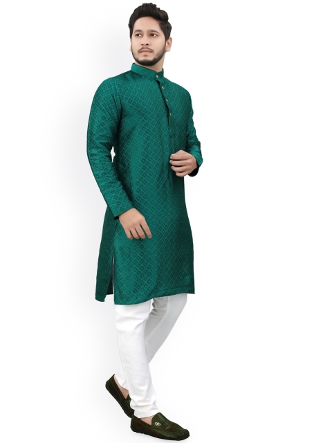 Divra Clothing Mandarin Collar Thread Work Jacquard Straight Kurta - Image 3