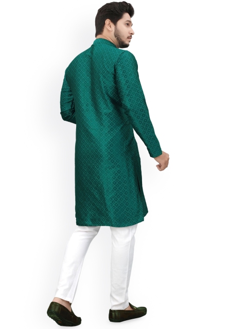 Divra Clothing Mandarin Collar Thread Work Jacquard Straight Kurta - Image 4