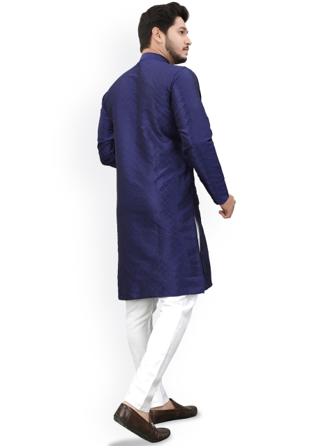 Divra Clothing Band Collar Thread Work Jacquard Straight Kurta - Image 4