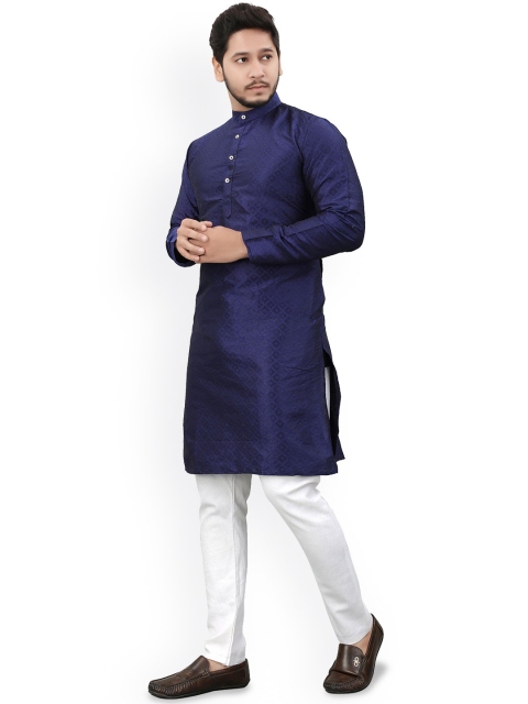 Divra Clothing Band Collar Thread Work Jacquard Straight Kurta - Image 5