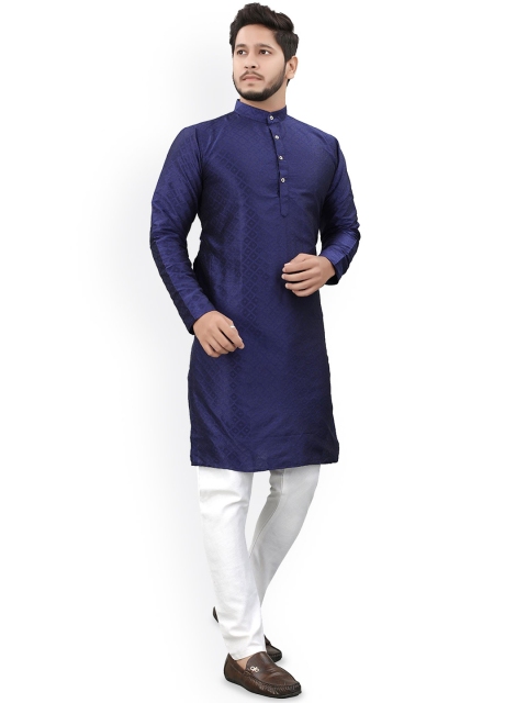 Divra Clothing Band Collar Thread Work Jacquard Straight Kurta - Image 3