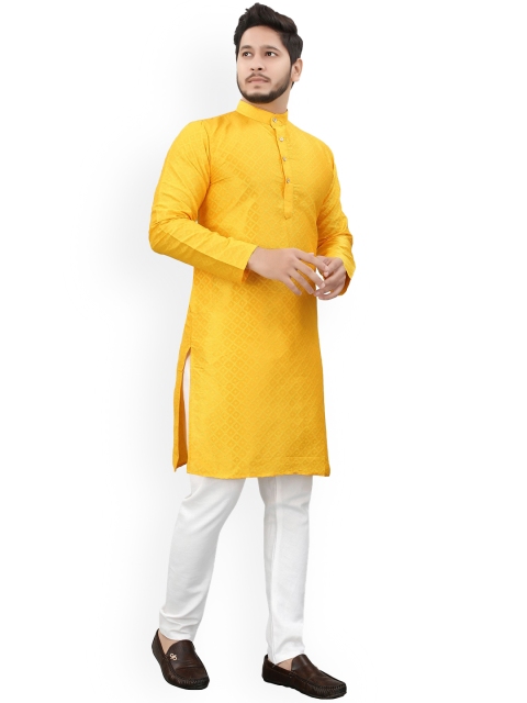 Divra Clothing Geometric Embroidered Mandarin Collar Thread Work Jacquard Straight Kurta - Image 3