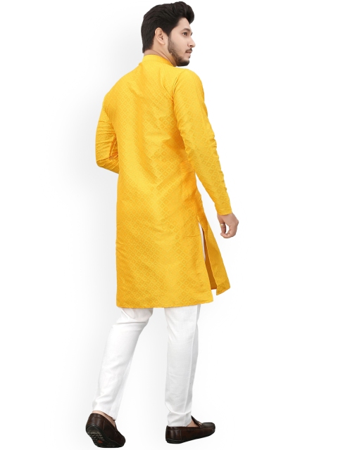 Divra Clothing Geometric Embroidered Mandarin Collar Thread Work Jacquard Straight Kurta - Image 4