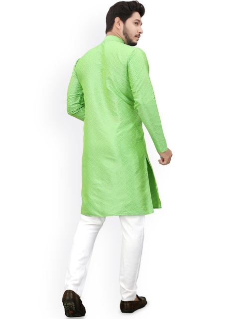 Divra Clothing Mandarin Collar Woven Design Thread Work Jacquard Straight Kurta - Image 4