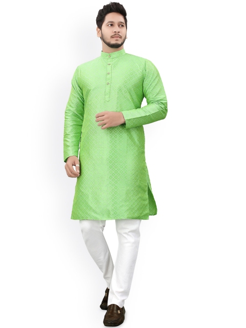 Divra Clothing Mandarin Collar Woven Design Thread Work Jacquard Straight Kurta - Image 5