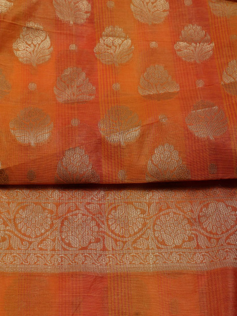 Meena Bazaar Ethnic Motifs Woven Design Chanderi Unstitched Dress Material - Image 4