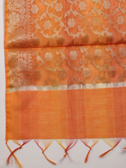 Meena Bazaar Ethnic Motifs Woven Design Chanderi Unstitched Dress Material - Image 6