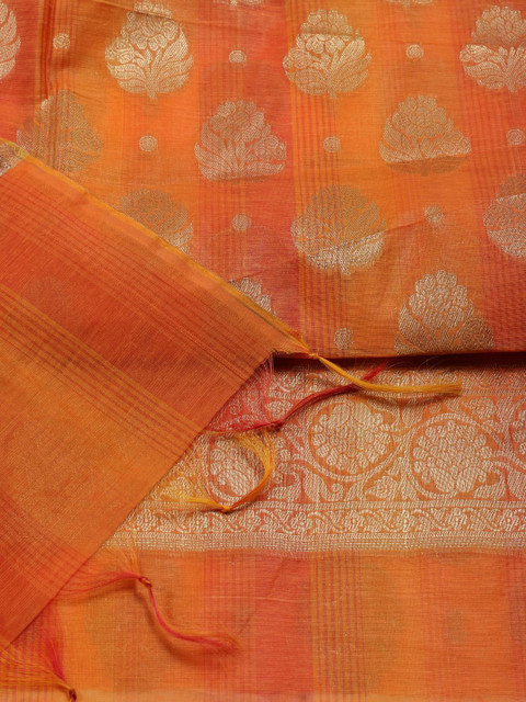 Meena Bazaar Ethnic Motifs Woven Design Chanderi Unstitched Dress Material - Image 3