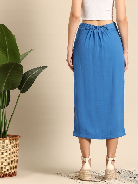 Mast & Harbour Straight Midi Skirt With Button Slit - Image 3