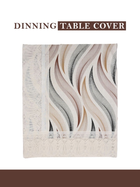 Kuber Industries Cream Printed Waterproof Dining Table Cover 60x90 In 6 Seater Table Cloth - Image 6