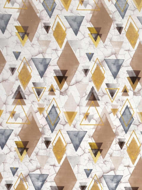 Salona Bichona Brown & White Geometric PureCotton 180 TC King Bedsheet with 2 PillowCovers - Image 5