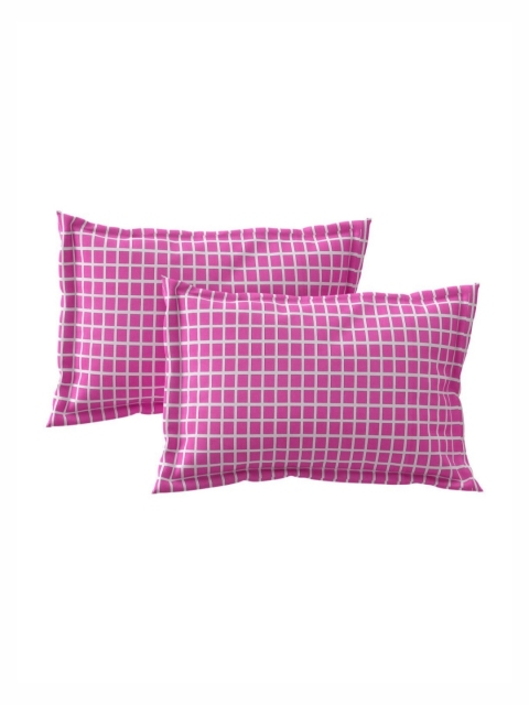 Salona Bichona Pink Geometric Pure Cotton Fitted 180 TC King Bedsheet with 2 Pillow Covers - Image 5