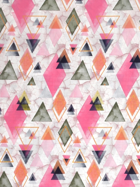 Salona Bichona White & Pink Geometric PureCotton 180 TC King Bedsheet with 2 Pillow Covers - Image 5