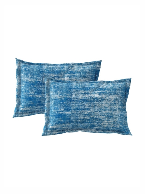 Salona Bichona Blue Floral Pure Cotton Fitted 180 TC King Bedsheet with 2 Pillow Covers - Image 6