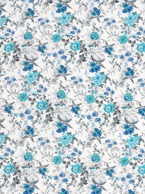 Salona Bichona Blue Floral Pure Cotton Fitted 180 TC King Bedsheet with 2 Pillow Covers - Image 4