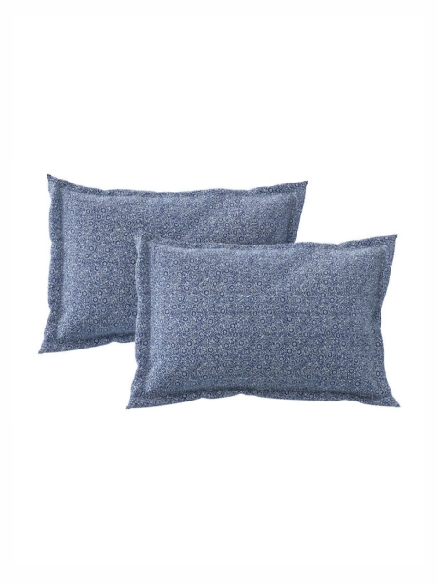 Salona Bichona Blue Floral 180 TC Pure Cotton Fitted King Bedsheet with 2 Pillow Covers - Image 6