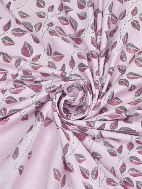 Salona Bichona Purple Floral 180 TC Pure Cotton Fitted King Bedsheet With 2 Pillow Covers - Image 3
