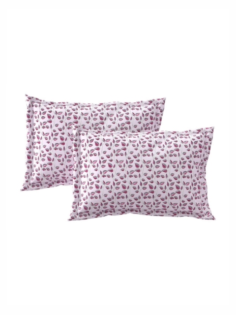 Salona Bichona Purple Floral 180 TC Pure Cotton Fitted King Bedsheet With 2 Pillow Covers - Image 4