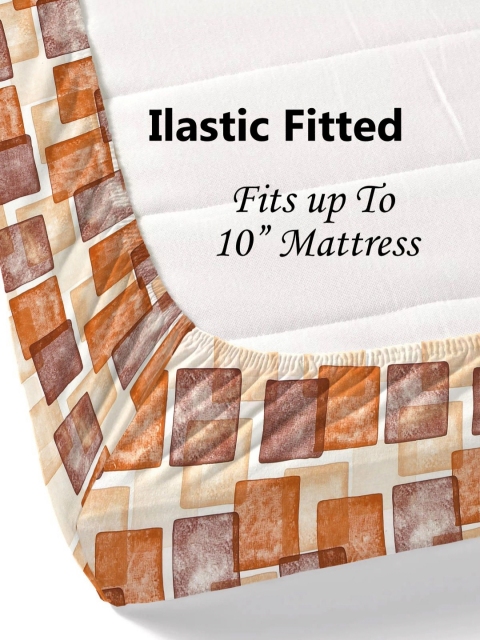 Salona Bichona Brown Printed 180 TC Pure Cotton Double King Bedsheet & 2 Pillow Covers - Image 3