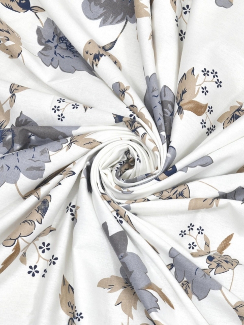 Salona Bichona Grey Printed Fitted 180TC Pure Cotton Double King Bedsheet & 2 Pillow Cover - Image 5